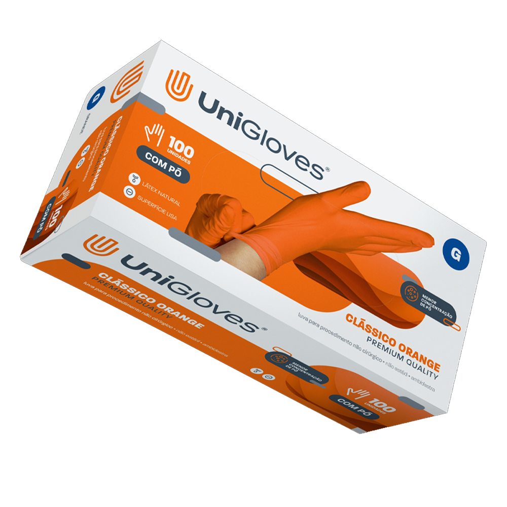 Luva de látex Branca para procedimento (sem pó) UniGloves® - M